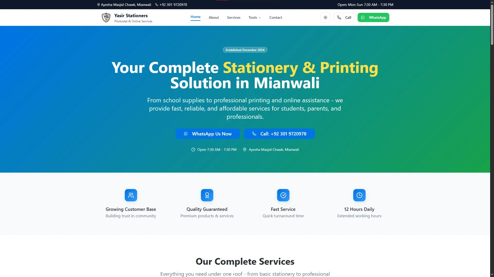 Tools for Yasir Stationers - Slide 1